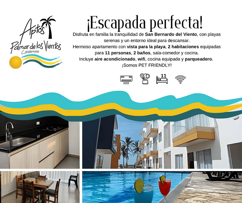 Hermoso Apartamento frente al mar San Bernardo