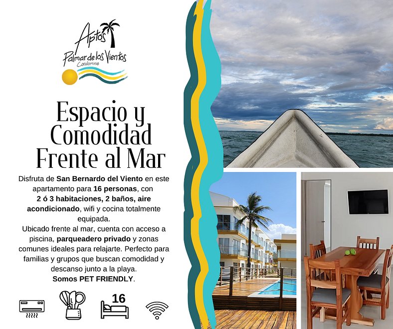 Hermoso Apartamento frente al mar San Bernardo